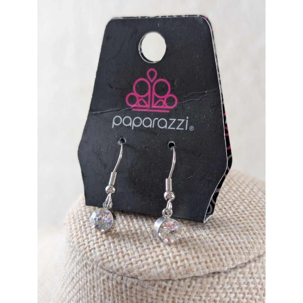 Paparazzi Clear Crystal Drop Earrings Silver Tone New‎ on Card